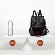 Backpack 2024 Women's Bag LARGE School Work Travel Synthetic Leather - 紫紅色 - 查看 10