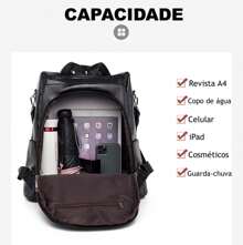 Backpack 2024 Women's Bag LARGE School Work Travel Synthetic Leather - 紫紅色 - 查看 11