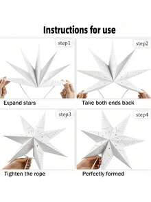 1 Stück weißer durchbrochener Papiersternförmiger Lampion - Weihnachtsbaum Ornament, erzeugt eine warme Atmosphäre in Heim, Schlafzimmer, Garten, Hochzeit, Weihnachtsdekoration - 45cm hängende Dekoration mit delikatem Design (Beleuchtung nicht enthalten), Weihnachten