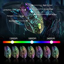 HOOPOND Wired Mechanical Feel Gaming Keyboard And Mouse Set Rainbow LED 104 Keys USB Illuminated Light Up Keyboard 2400DPI 6 Buttons Optical Gaming Mouse Mice+Gaming Mouse Pads For PS4 X Box PC Laptop,US LAYOUT - Black - View 6
