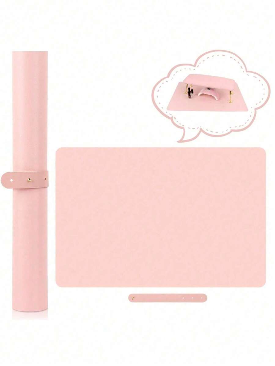 1 tấm lót bàn làm móng bằng da PU có thể gấp gọn, giặt được, phù hợp cho thợ làm móng và sử dụng tại nhà, chất liệu da sợi nhỏ mềm mại, có 2-4 lỗ ngẫu nhiên để kê tay khi làm móng, có thể sử dụng trên bàn làm móng, giao hàng màu ngẫu nhiên. - Hồng - Xem 1