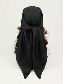 1 件女士纯色方形围巾，时尚纯色头巾，颈巾