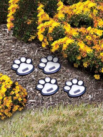 4 Stücke solar betriebene LED Hundepfoten Lichter, IP65 wasserdicht, 4 Pack Hund/Katze/Welpen Tier Gartenlicht für Weg, Rasen, Hof, Außendekoration