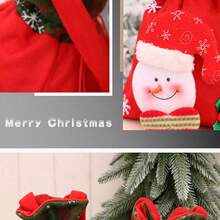 Bolsa de regalo de Navidad, decoración navideña con forma de manzana, bolsa de cordón con estampado vintage - Multicolor - Ver 4