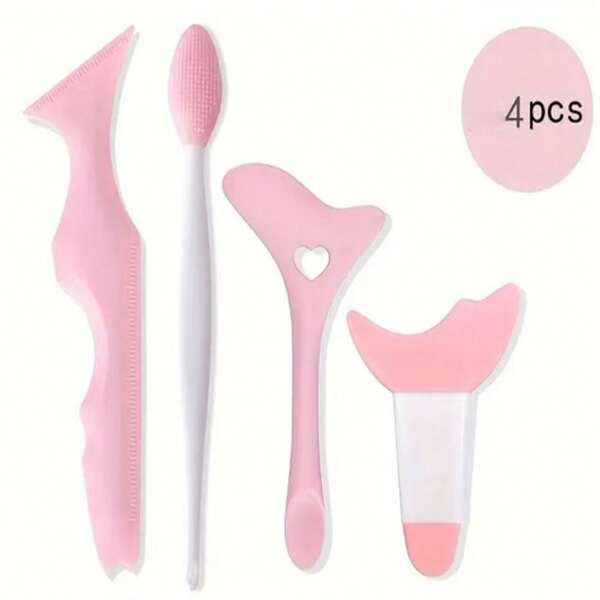 4 Pieces/Set Of Multi-Functional Eye Makeup Tools, Silicone Eyeliner Template, Mascara Mask Eyeshadow Applicator, Lipstick Applicator, Guide Wing Eyeliner Tool, Nose Cleaner, Blackhead Brush, Suitable For Beginners Silicone Eyeshadow Lipstick Positioning,Makeup,Cheap,Room Decor,Vanity,Travel,Bedroom,Makeup Accessories