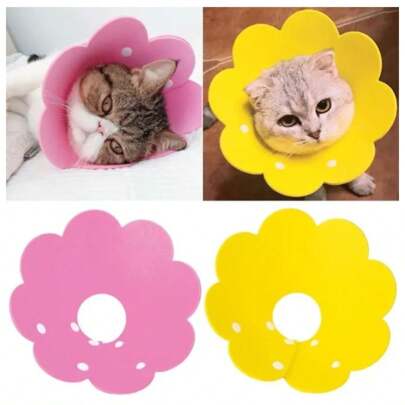 Colar Elizabetano Flor Ajustável Anti-Lambida e Anti-Mordida Segurança Pet Pequeno Médio Porte LR-0309