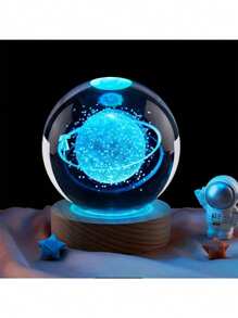 一颗3D雕刻的太阳系水晶球，一盏在银河系星空下漫步的彩色夜灯，一份桌面装饰的圣诞节情人节礼物，以及一个天文爱好者的生日派对 - 彩色光 - 查看 6