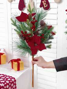 1 bó hoa cây thông Noel mô phỏng trang trí nhà trong nhà và ngoài trời thích hợp cho sân trong phòng hành lang cửa sổ bàn nhà hàng quà tặng năm mới quà tặng tân gia - Nhiều màu - Xem 7