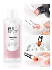 FULL BEAUTY 4瓶装丙烯酸指甲凝胶卸甲液，适用于卸除UV延长凝胶，配有指甲刷、切片凝胶指甲油、美甲清洁剂和指甲卸甲液。 - 彩色 - 查看 2