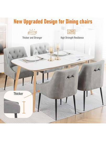 Set Of Dining Chairs Metal Feet, Moderne Kitchen Backrest, Dining/Living Room Lounge view 3