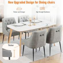 Set Of 2 Dining Chairs With Metal Feet, Modern Kitchen Chairs With Backrest, Dining/Living Room Lounge Chairs - Grey - View 3