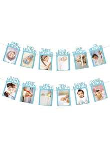 1st Birthday Photo Banner From Newborn To 12 Months, First Birthday Decorations Monthly Milestones Garland First Birthday Party Decoration, - Multicolor - View 15