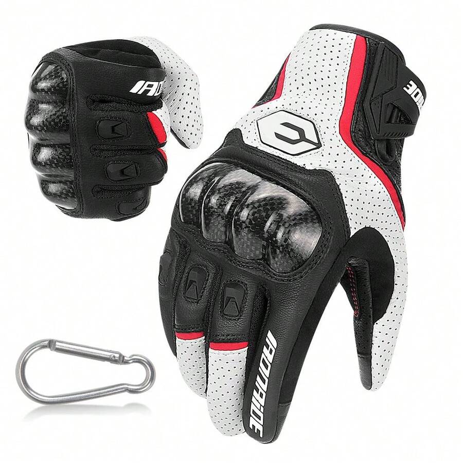 1 Pair Motorcycle Gloves With Hook Riding Protection Leather Gloves Cycling Motorbike  Motocross Bicycle Gloves Touch Screen Cycling Accessiories Riding Essentials For Women Men Rider Gift
