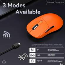 Mouse ultraleggero ATTACK SHARK X3 49g, sensore da gioco PixArt PAW3395, mouse da gioco wireless/cablato BT/2.4G, 26000 DPI, batteria da 200 ore, mouse da ufficio per Win11/PS - Arancione - Visualizzare 2