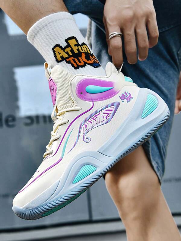 Chaussures de basket mode mi-hautes, chaussures de sport respirantes unisexes, chaussures de basket d'entraînement antidérapantes pour l'extérieur