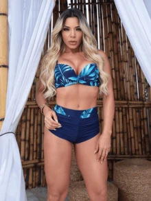 Printed Bikini With Boxer-Style Panties - 顏色隨機傳送 - 查看 3