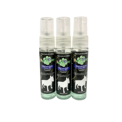 Perfume Pet and play para perro macho alfa, paquete de 3 botellas de 25ml c/u.