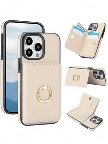 Holder PU Leather Wallet Case Compatible With Iphone 16 15 14 13 12 Mini 11 Pro X XS Max XR 8 7 Plus SE 5G 2022 2020 With RFID Blocking,Card Holder Slots Phone Bag Case Compatible With Samsung Galaxy S24 S23 S22 S21 FE Plus Note 20 Ultra A55 A15 A54 A14 A73 A53 A13 A52 A72 A12 A71 A51 4G 5G With 360° Finger Ring Holder,Kickstand Holder Phone Case For Pixel 8 Pro 8A 6A Cover - Apricot - View 8