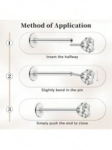 6-8PCS 18G 16G Push In Theadless Nose Rings Studs Hypoallergenic Flat Back Nose Piercing - Gold - View 5