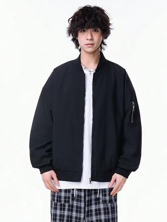 American Style Stand Collar Jacket For Men, Casual And Loose Fit, Lightweight For Spring And Autumn