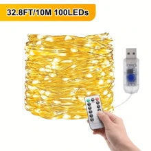 1 dây đèn USB Fairy Light, 66ft 200LED 33ft 100 LED 16,4ft 50LED Đèn dây bạc đổi màu với 8 chế độ chiếu sáng Điều khiển từ xa cho trần phòng ngủ thủ công Trang trí Halloween Giáng sinh, Đèn dây đồng nhiều màu - USB - Xem 13