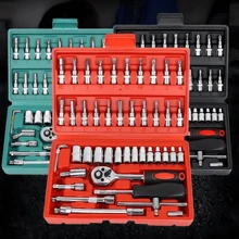 Kit De Herramientas Mecanica 46 Pz Con Desarmador Y Matraca - Rojo - Ver 6