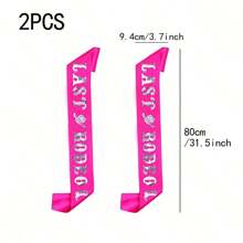 1pc Bridal Sash In Rose Red With 'Last Rodeo' Western Themed Party Cowboy Rodeo Shoulder And Waist Belt For Bachelorette Party Supplies - Hot Pink - View 7