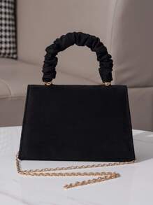 优雅的皱褶手提包，适合正式礼服和派对的高级手拿包，智能手机、口红的完美配饰，适合活动的时尚女包 - 黑色 - 查看 8