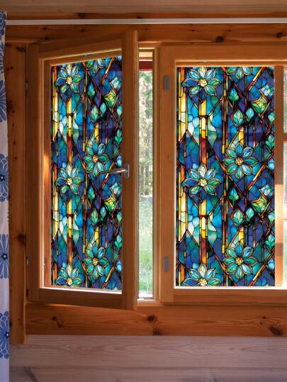 1 Cuộn Đá Quý Xanh Lam Xanh Lá Cây Sơn Dày Phong Cách Cổ Điển Giống Như Hoa, Cây, Họa Tiết Hình Học, Phim Kính, Phong Cách Bohemian Tự Làm Trang Trí Nhà Cửa, Không Keo Dán, Hấp Phụ Tĩnh Điện, Trong Suốt Một Phần, Cách Nhiệt, Che Nắng, Miếng Dán Cửa Sổ Chống Nắng Thích Hợp Cho Cửa Phòng Tắm Tại Nhà, Phim Kính Màu 3D, Miếng Dán Kính, Nhãn Dán, Decal Dán Tường, Decal Vinyl Trang Trí Nhà Cửa, Vật Dụng Trang Trí Mùa Xuân Làm Mới Ngôi Nhà Của Bạn, Miếng Dán Trang Trí Rama Quà Tặng Sinh Nhật Tốt Nghiệp