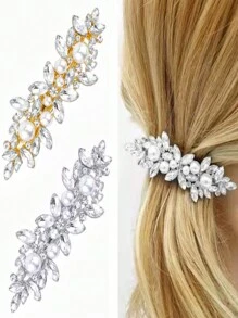 2/4/6/8/10 Peças Presilhas de Cabelo com Strass, Grampos de Cabelo com Cristal e Pérola Cintilante, Acessórios de Cabelo Elegantes para Casamento, Baile, Dia dos Namorados, Dança, para Cabelos Grossos e Longos, Noivas, Mulheres e Meninas, Tiaras - A - Visão 13