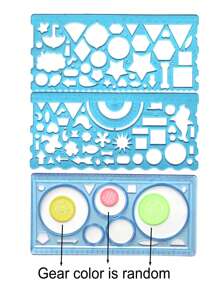 3pcs/Set Ruler Set - Includes 20cm Flexible Drawing Ruler, Transparent Template Ruler, And Multi-Purpose Ruler, Random Color Gear Design, Suitable For Handwritten Posters Back To School