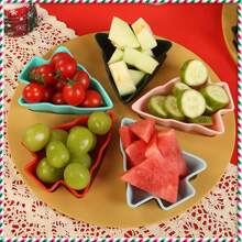 Charola en forma de árbol de Navidad para aperitivos festivos - Opción perfecta para restaurantes/hoteles. Platos y conjunto para dip en forma de árbol de Navidad, Plato para aperitivos navideños con charola, Plato para aperitivos, postre, ensalada de frutas desmontable, Charola para cubiertos - Opción perfecta para restaurantes - Multicolor - Ver 10