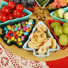 Charola en forma de árbol de Navidad para aperitivos festivos - Opción perfecta para restaurantes/hoteles. Platos y conjunto para dip en forma de árbol de Navidad, Plato para aperitivos navideños con charola, Plato para aperitivos, postre, ensalada de frutas desmontable, Charola para cubiertos - Opción perfecta para restaurantes - Multicolor - Ver 12