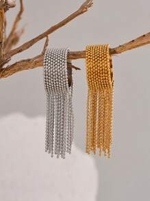 Statement Stainless Steel Chain Tassel Finger Ring Adjustable 18K PVD Plated High Quality Charm Stylish Golden Jewelry - Trendy - View 5