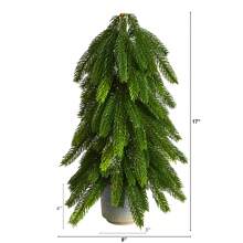 17-In Christmas Pine Artificial Tree In Decorative Planter - 綠色 - 查看 2