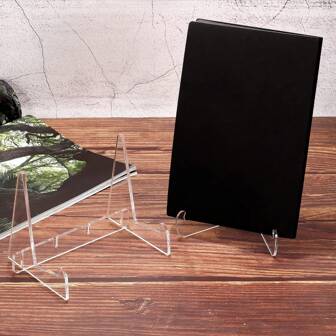 1 pezzo Supporto per esposizione in acrilico, combinazione di libreria creativa da tavolo, supporto per prodotti piatti, adatto per ricette, tablet, taccuini, scatole per foto, ecc.