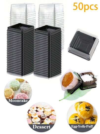 50 tapas cuadradas transparentes para cajas de pasteles, cajas de regalo pequeñas, cajas para postres, para chocolates, magdalenas, galletas, pasteles de luna y talla grande, regalos para fiestas de cumpleaños y bodas, utensilios de cocción, accesorios de cocina, envasado de pastelería y repostería, cajas para sándwiches, macarons, galletas, mini pasteles y fresas, suministros de envasado de alimentos y snacks, accesorios de decoración de bodas, cajas para caramelos