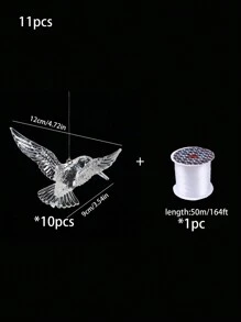 11pcs Acrylic Hummingbird Hanging Decorations For Weddings, Transparent Bird-Shaped Ornaments For Holiday Parties, Home Ceiling Decoration