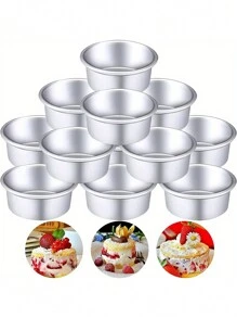 1pc Aluminum Alloy 4-Inch /5-Inch Cake Mold Baking Solid Bottom Cake Mold - Silver - View 1