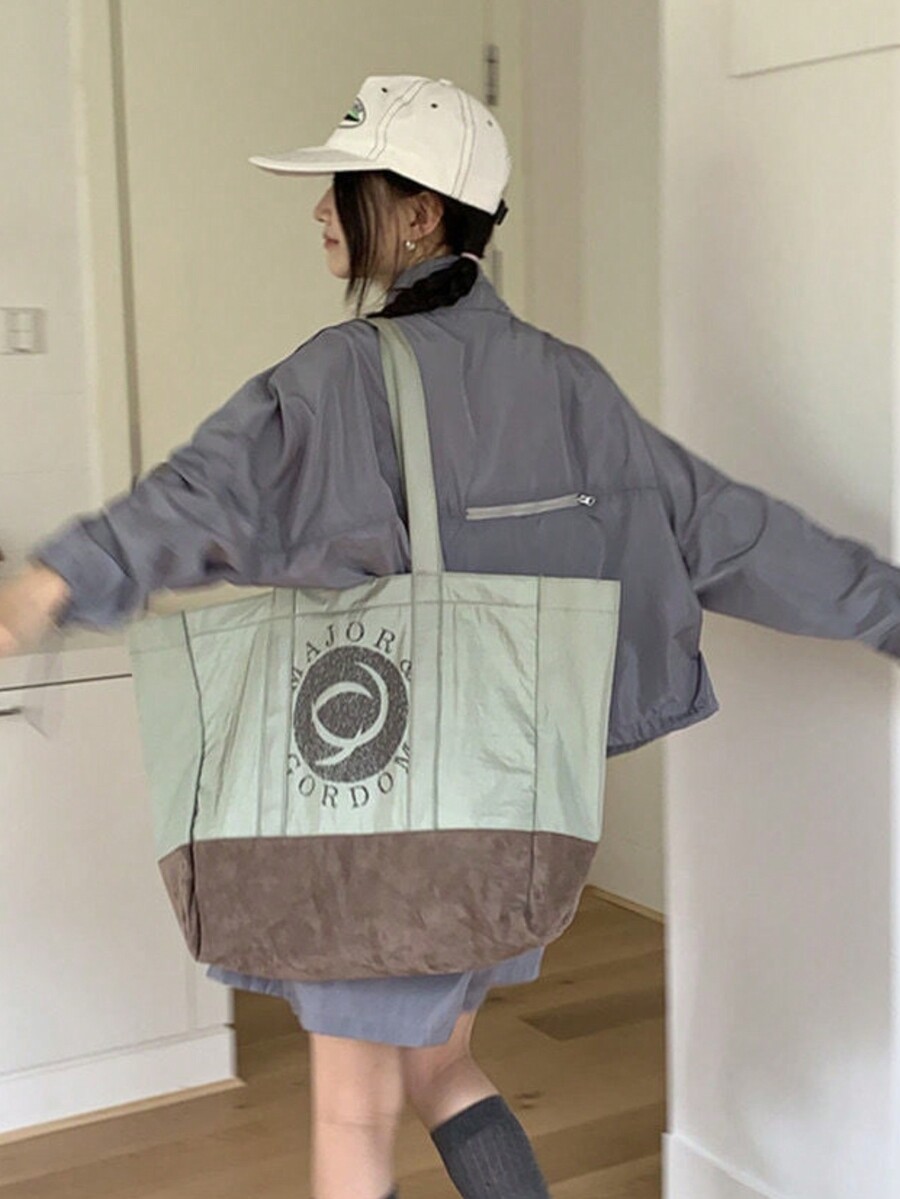 Women Commuter Tote Bag, HandHeld Shoulder Bag, Niche Texture, College