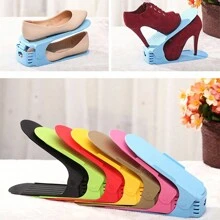 鞋槽整理器，加厚双层储物层壁橱整理堆垛器，方便，无需组装，架子节省空间，具有 4 个可调节高度，易于清洁，可堆叠支架，1 件/3 件 - 彩色 - 查看 7