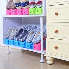 鞋槽整理器，加厚双层储物层壁橱整理堆垛器，方便，无需组装，架子节省空间，具有 4 个可调节高度，易于清洁，可堆叠支架，1 件/3 件 - 彩色 - 查看 6
