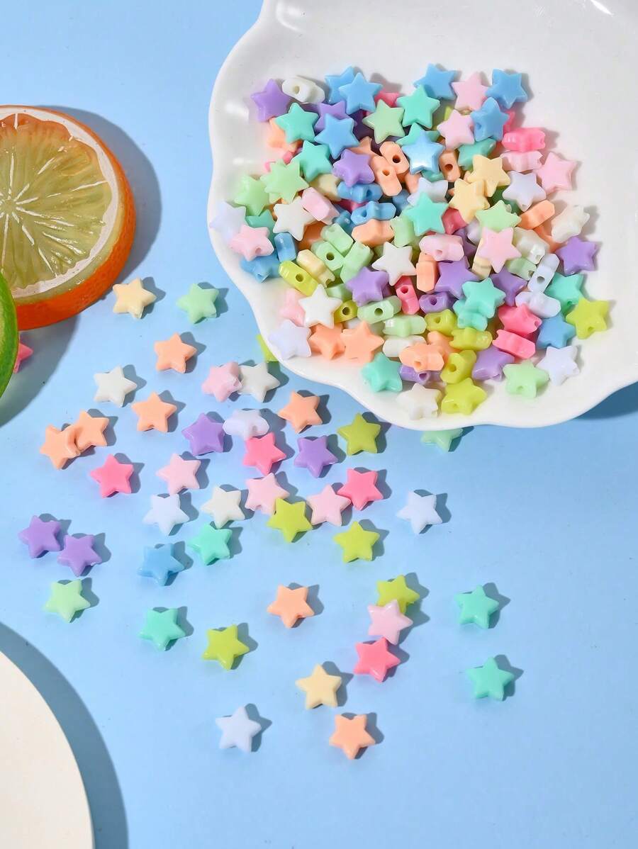 15mm マット アクリル ペンタグラム ビーズ 100/200/500/1000個入り、DIYブレスレットとネックレス作り、知的発達を促す教育用ビーズ - マルチカラー - チェックする 1