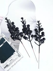 2PCS/4PCS/6PCS 人造闪光植物带浆果，可爱圣诞树装饰饰品剪枝，适用于客厅和卧室、婚礼、派对、家居装饰、办公桌装饰。万圣节装饰、感恩节圣诞用品、家居装饰、桌面装饰、室内外圣诞装饰、情人节、礼物 - 黑色 - 查看 2