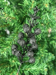 2PCS/4PCS/6PCS 人造闪光植物带浆果，可爱圣诞树装饰饰品剪枝，适用于客厅和卧室、婚礼、派对、家居装饰、办公桌装饰。万圣节装饰、感恩节圣诞用品、家居装饰、桌面装饰、室内外圣诞装饰、情人节、礼物 - 黑色 - 查看 4