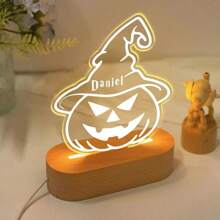 Custom Text Halloween Pumpkin Night Light,Halloween Decor,Spooky Season Gift,Goth Night Light,Goth Decor,Halloween Gift For Kids,Children's Light Gifts Birthday Graduation
