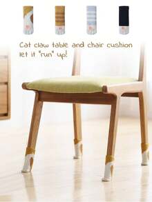 Set de 4 fundas para patas de sillas y mesas con diseño de garras de gato, antidesliznates y silenciosas, de punto doble grosor para muebles