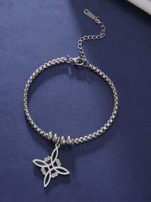 Unisex Stainless Steel Witch Knot Bracelet, Wicca Amulet Bead Jewelry