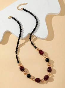 Punk Style Beaded Multi-Effect Long Necklace - Multicolor - View 3