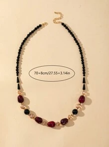 Punk Style Beaded Multi-Effect Long Necklace - Multicolor - View 5